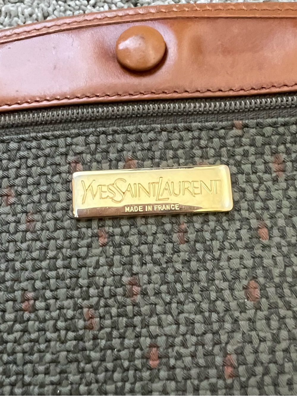 Vintage Yves Saint Laurent Canvas Crossbody Bag Leather Trim-MADE IN FRANCE - Picture 7 of 16